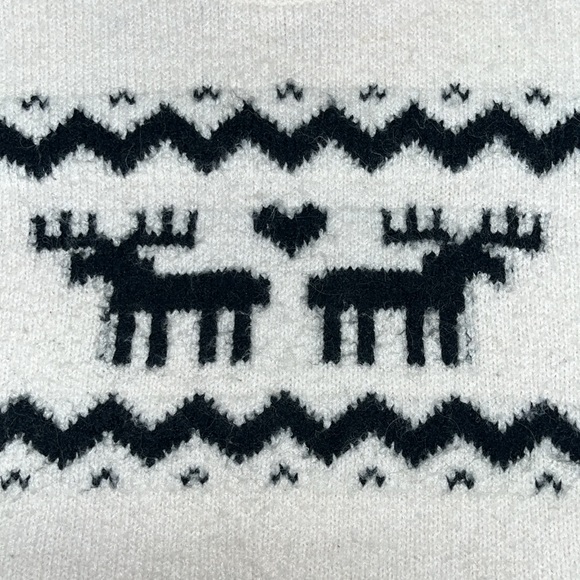 H&M Size XXL Ivory - Black Moose Wool/Alpaca Blend Sweater Top - Picture 5 of 6